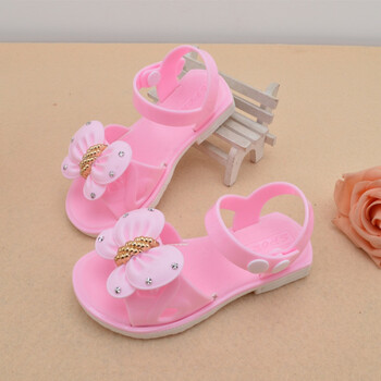 蝴蝶结女童凉鞋夏季水晶公主鞋软底儿童女孩凉鞋学生跳舞鞋果冻鞋