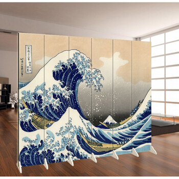 日式名画浮世绘富岳景油画海浪屏风隔断榻榻米隔屏客厅卧室酒吧 单扇
