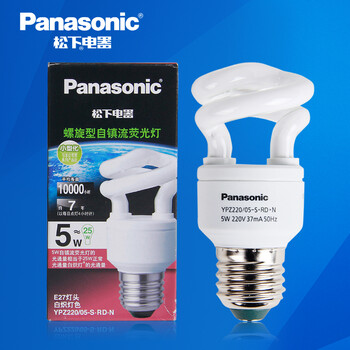 松下（Panasonic）螺旋型节能灯5W E27灯头  6只装 暖光/白炽灯色