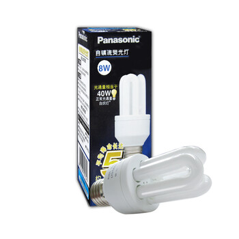 松下（Panasonic）3U型节能灯8W E27灯头 4支/6支/10支包装 冷光/日光色 10支装