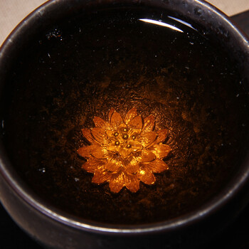 怀樽 李甲栈天目瓷油滴建盏茶杯茶盏陶瓷茶具手工银饰杯品茗杯主人杯 纯银镶嵌 宋韵盏 宋韵盏银莲款