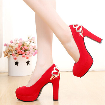 黑先生-2016春季新款婚鞋红色高跟鞋新娘鞋粗