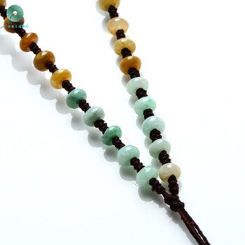 银想玉 三彩翡翠珠子手工编制挂绳 翡翠配绳 玉