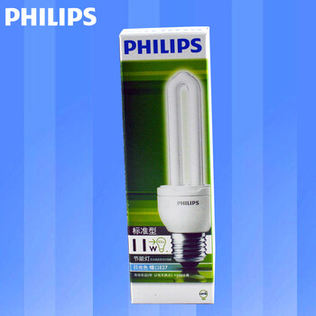 
                                                            飞利浦PHILIPS客厅厨房高亮节能灯泡3U 2U标准型三基色E27大螺口荧光灯源 2U管11w 日光色(白光)                