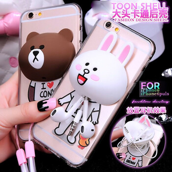创意苹果6支架绕线器iphone6plus保护套5S可爱小熊软硅胶4.7手机壳潮礼物 骑车小熊 ip6 4.7