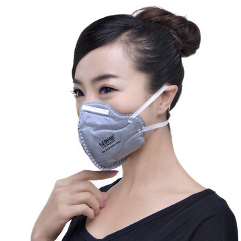 绿之源 绿呼吸N95折叠型口罩防颗粒物呼吸器 有呼气阀 灰色10只/盒