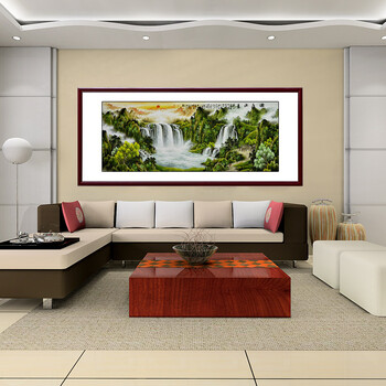 国画 办公室客厅装饰画字画山水画聚宝盆靠山风水挂画 大六尺卷轴 105cm*220cm/幅