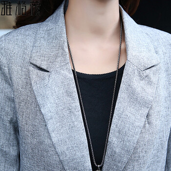 雅格薇2015秋装新款女装韩版中长款修身显瘦休闲小西服薄西装女外套1021# 灰色 S