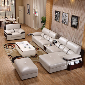 一点生活 沙发 真皮沙发现代简约储物沙发组合