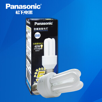 松下（Panasonic）3U型节能灯8W E27灯头 4支/6支/10支包装 冷光/日光色 10支装