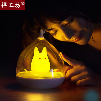 
                                        祥工坊 鸟笼灯LED小夜灯可充电微景观创意卧室床头喂奶婴儿睡眠触摸家居台灯 创意七夕节礼物 活力橙（振动款）                