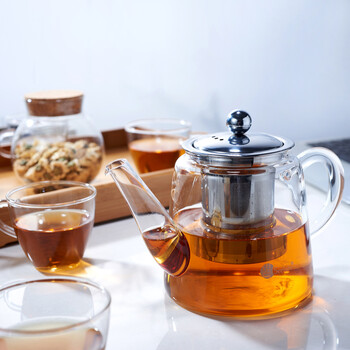 
                                        思喜 整套加厚玻璃花茶功夫茶具 果汁壶 凉水壶 竹制茶盘套装 长乐泡茶壶800ml套组                