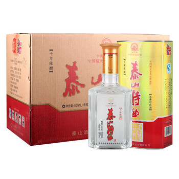 泰山牌浓香型白酒39度泰山特曲经典十年陈酿500ml6