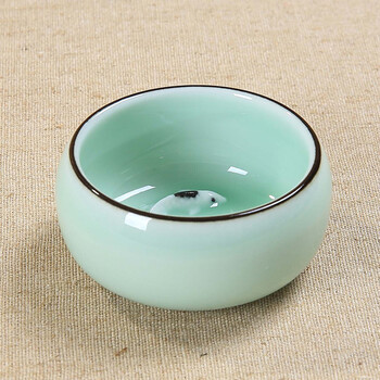 樱艺 龙泉青瓷茶具功夫茶杯 鱼杯彩鲤杯 陶瓷斗笠杯普洱品茗杯茶杯 三足双鱼杯
