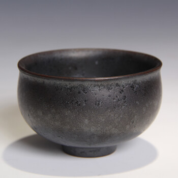 怀樽 李甲栈天目瓷油滴建盏茶杯茶盏陶瓷茶具手工银饰杯品茗杯主人杯 纯银镶嵌 宋韵盏 宋韵盏银莲款