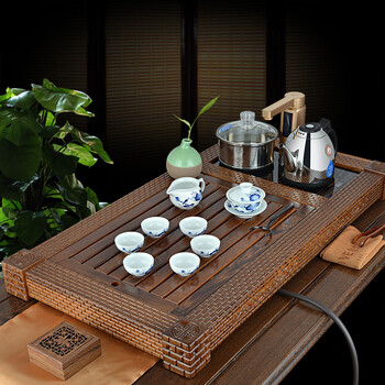 金灶（KAMJOVE) 鸡翅实木茶盘自动茶具套装整套茶具茶海茶台V318 茶盘+V9+KP-90茶具+P-302茶桶