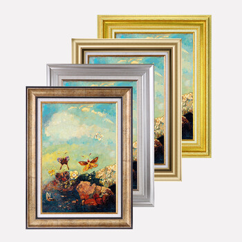 
                                        森朴 欧式复古装饰画 客厅沙发背景墙挂画有框画 经典田园油画风景三联画名画 富贵金框单幅备注编号(默认发A款) 45*60                