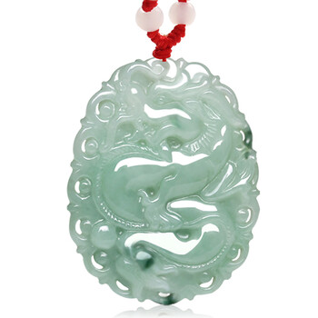FC 缅甸翡翠精雕龙牌玉佩玉吊坠 男女款玉石玉