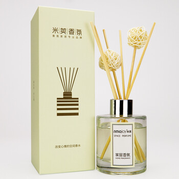 amojoy室内房间香水 无火香薰精油套装 藤条香薰干花套装 檀香客厅家用卧室装饰摆件 茉莉