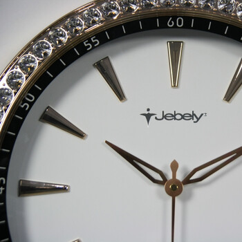 JEBELY/38cm中号欧式珠宝镶钻单面挂钟/钟表/客厅卧室静音时钟401 图片色