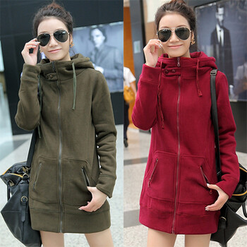 大码女装外套 中长款加厚卫衣6005 黑色 L