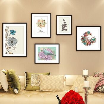 全悦实木装饰画照片墙 北欧宜家风相框组合相