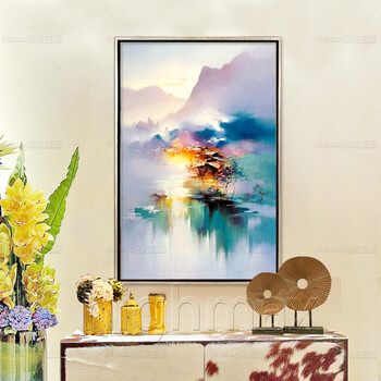 恒美手绘抽象油画三联画壁画挂画现代简约装饰画客厅壁炉玄关走道有框画 CX02 欧式框1 50x70