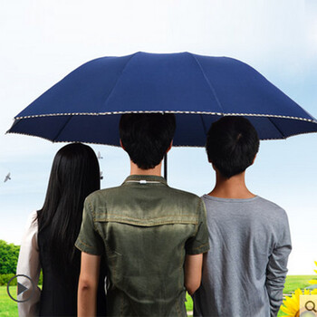 
                                        男士三人晴雨伞折叠大号双人加固韩国两用女黑色红蓝纯色三折伞 折叠大三人蓝                