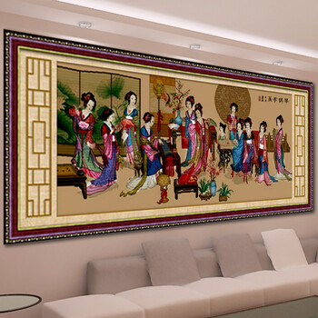 蒙娜丽莎十字绣金陵十二金钗十字绣画精准印花十字绣琴棋书画新款客厅人物画 YZ513棉线古董布精准印花