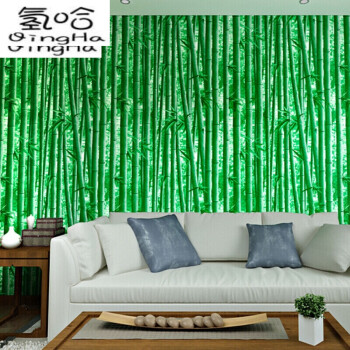 3d自然绿仿真竹子壁纸 中式屏风电视背景墙加厚 pvc墙纸酒店装修 竹子