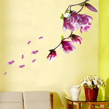 豆豆窝 客厅浪漫墙贴画 可移除贴纸 AY7105 玉兰花  50*70cm