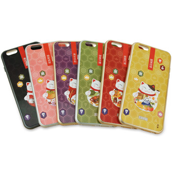正品招财猫 3D闪粉 iPhone6 Plus 保护壳 苹果软壳 TPU带铝边 万福祈愿J12373K