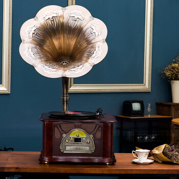 忆美人仿古留声机大喇叭蓝牙仿古点唱机黑胶唱