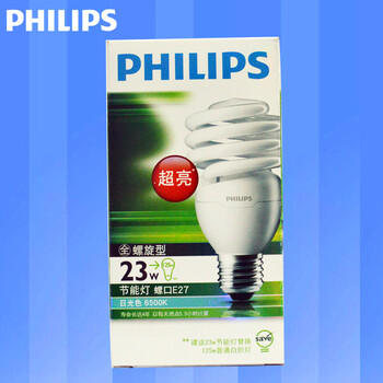 飞利浦PHILIPS  节能灯泡 螺旋型 三基色 E27大螺口 23w 日光色(白光)