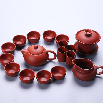 
                                        德化茶具套装四合一电热炉实木茶盘茶海紫砂陶瓷玻璃透明功夫茶具茶杯盖碗茶壶整套 马到功成柯木茶盘龙血砂紫砂茶具套装随手泡                