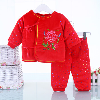 01-2岁男童装女宝宝唐装棉衣外套儿童婴幼儿加