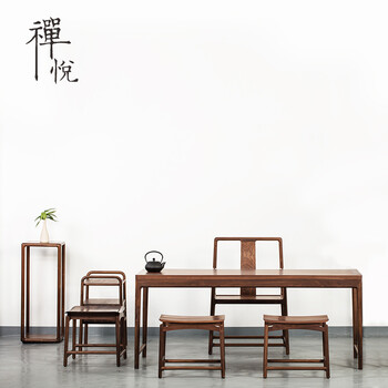 元素新中式胡桃木茶桌椅组合茶楼会所茶台简约现代餐桌茶水柜禅意家具
