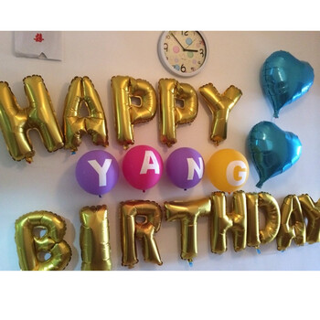 
                                        贝乐美 宝宝生日气球装饰 儿童生日布置派对用品 生日派对饰品字母气球 生日布置用品 生日快乐字母气球套餐赠送一个打气筒和一个胶纸                
