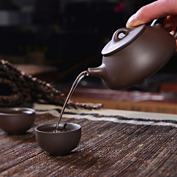 言艺 茶具套装 紫砂石瓢功夫茶具配竹制茶盘