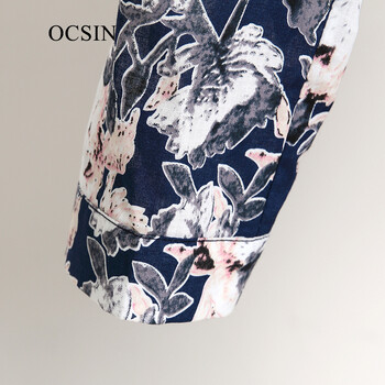 OCSIN偶现长袖纯棉衬衫女2016年春装新款中国风个性印花打底衫152CS04货到付款 蓝色 均码