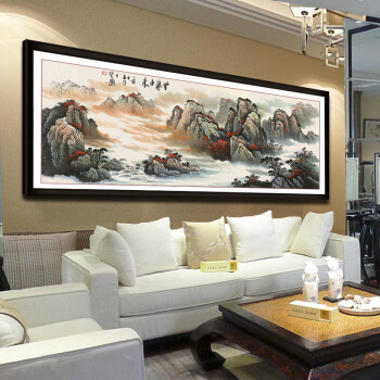 中式客厅装饰画山水风景挂画办公室书房墙画紫气东来国画 紫气东来 70