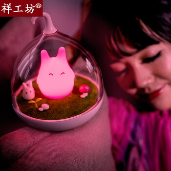 
                                        祥工坊 鸟笼灯LED小夜灯可充电微景观创意卧室床头喂奶婴儿睡眠触摸家居台灯 创意七夕节礼物 活力橙（振动款）                