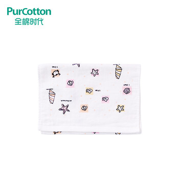 全棉时代（PurCotton）婴童纯棉纱布毛圈面巾 洗脸毛巾 1条 粉红沙滩