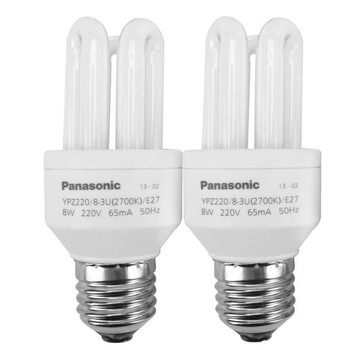 松下（Panasonic）3U型节能灯8W E27灯头 4支/6支/10支包装 冷光/日光色 10支装