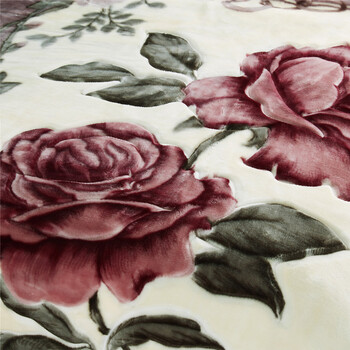 维豪家纺 毛毯子 秋冬加厚保暖拉舍尔毛毯 花开富贵 180*200cm*6斤