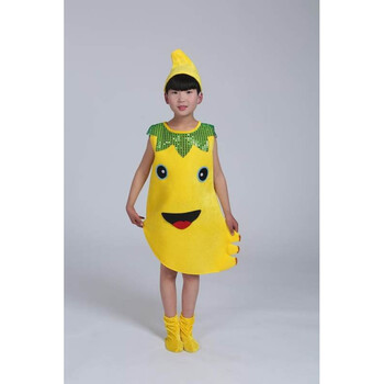 六一环保服装儿童时装秀水果蔬菜亲子装手工制作走秀演出服 香蕉 120