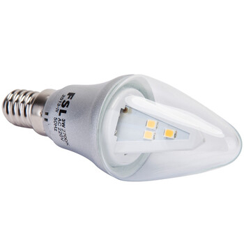 
                                        佛山照明（FSL）LED尖泡小口节能灯具3W透明E14暖白光2700K 炫银尖泡 5支装                