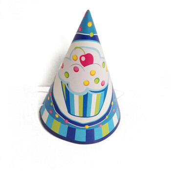 
                                        孩派 儿童生日派对用品 生日聚会 生日帽子 男孩蓝蛋糕帽子1个                