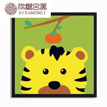 diy数字油画卡通小动物狗猫儿童自己填色手绘卧室数码油彩装饰画 小跳