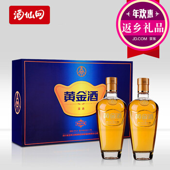 酒仙网 五粮液39度 黄金酒万福礼盒480ml*2 露